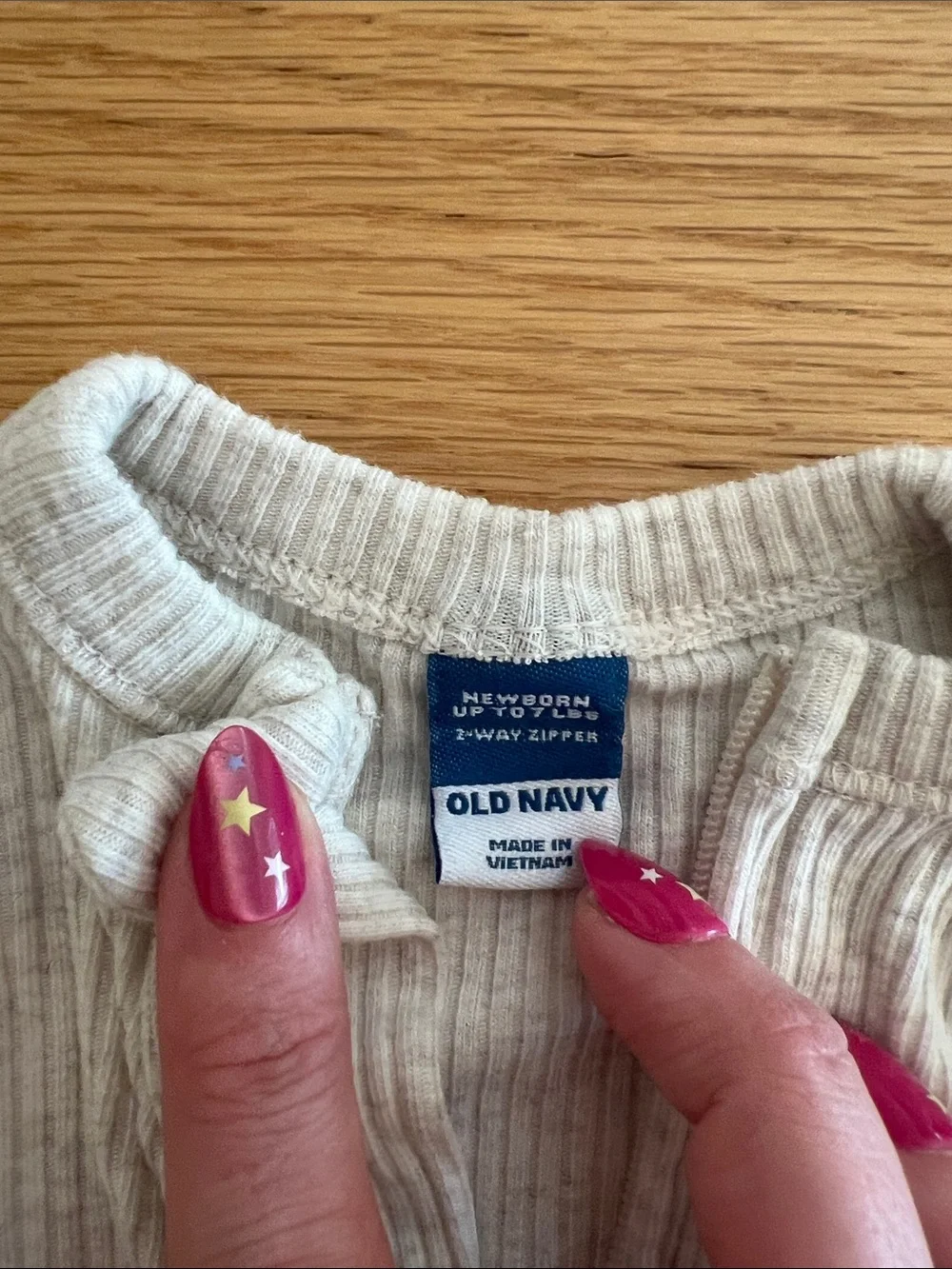 Old Navy Ribbed Zip Footed One-Piece Set in Pink and Cream